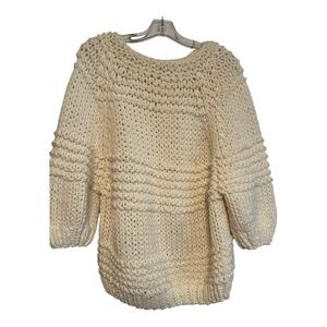 Womens SZ S/M Wishlist‎ Cream Chunky Knit Sweater 3/4 Dolman Sleeve